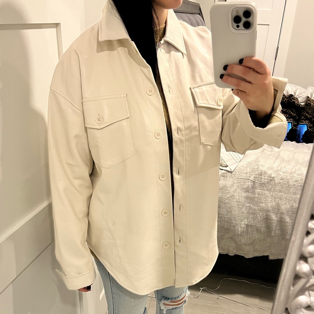Fake leather jacket off white